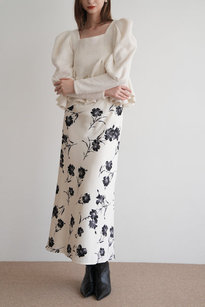 flower satin skirt
