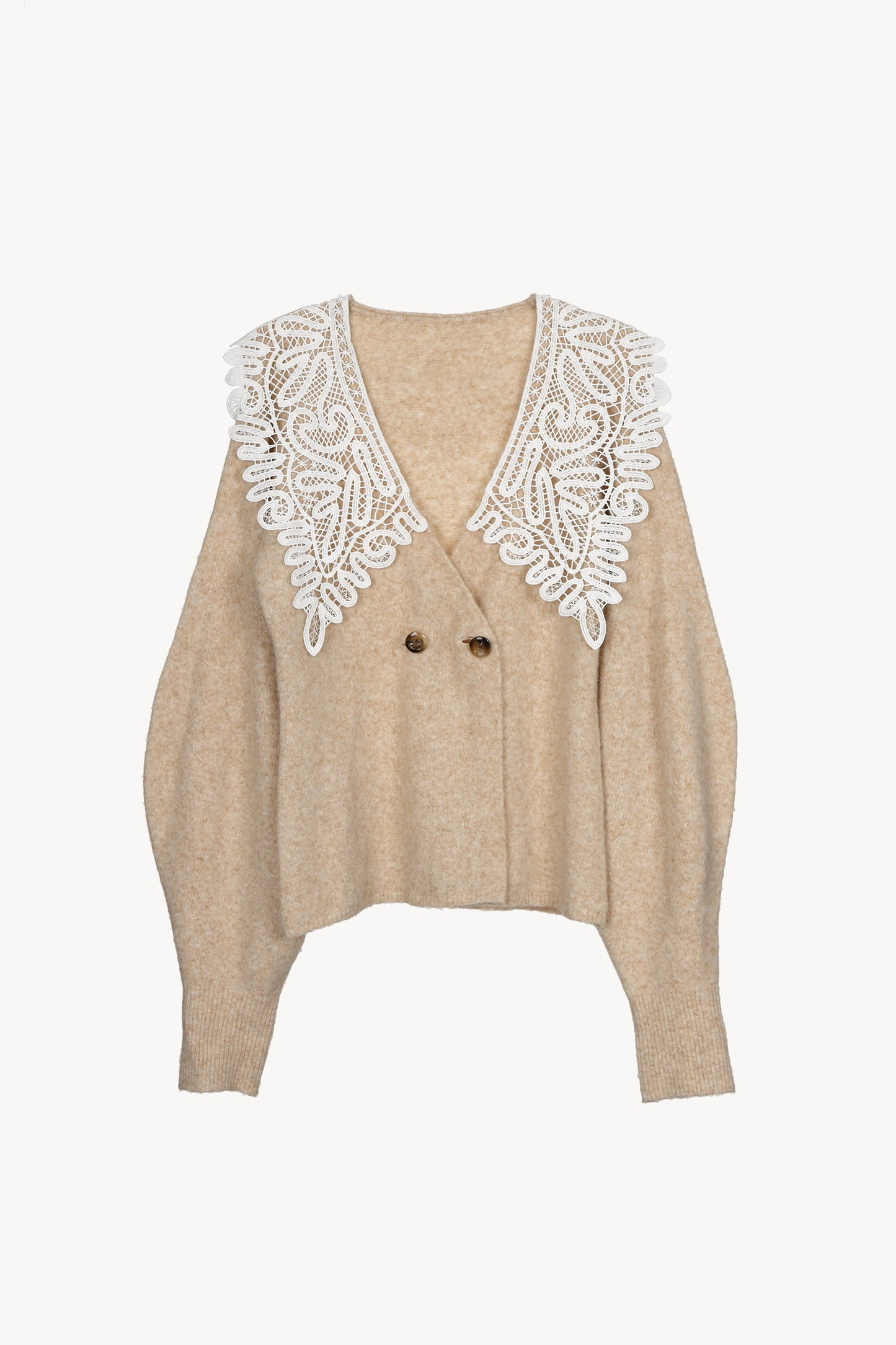 lace collar knit cardigan