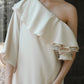 frill shoulder lady dress