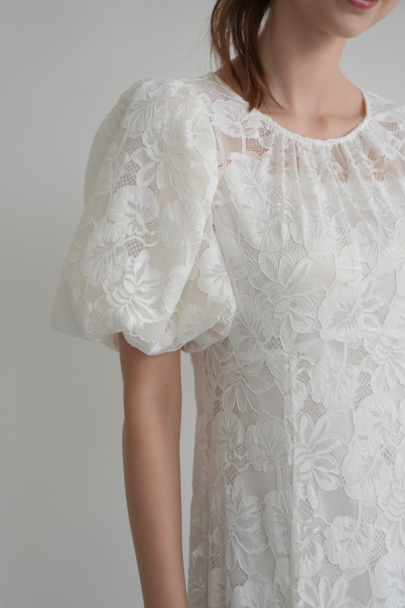 puff sleeve lace dress