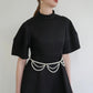 pearl belted puff dress