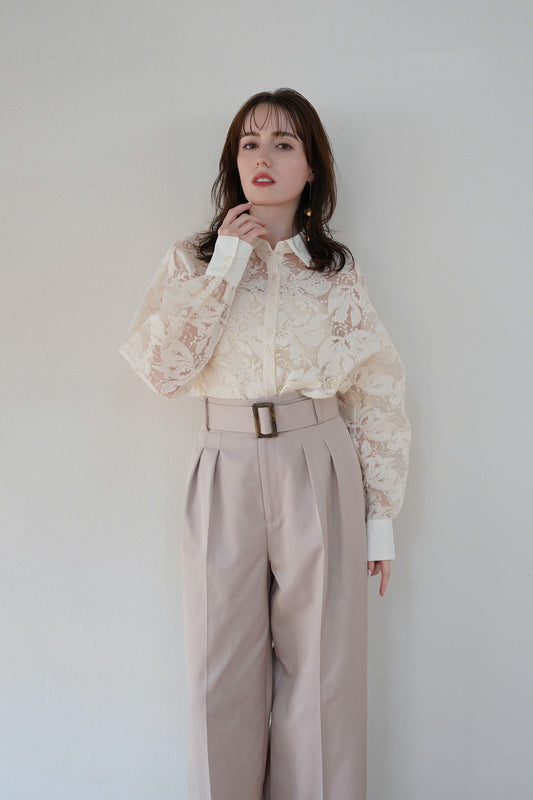 sheer embroidery shirt