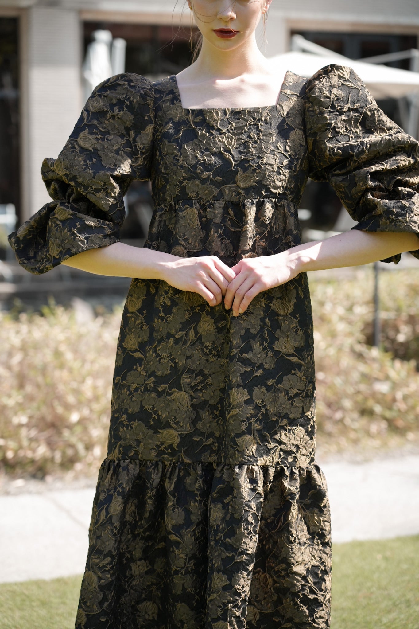 jacquard volume dress