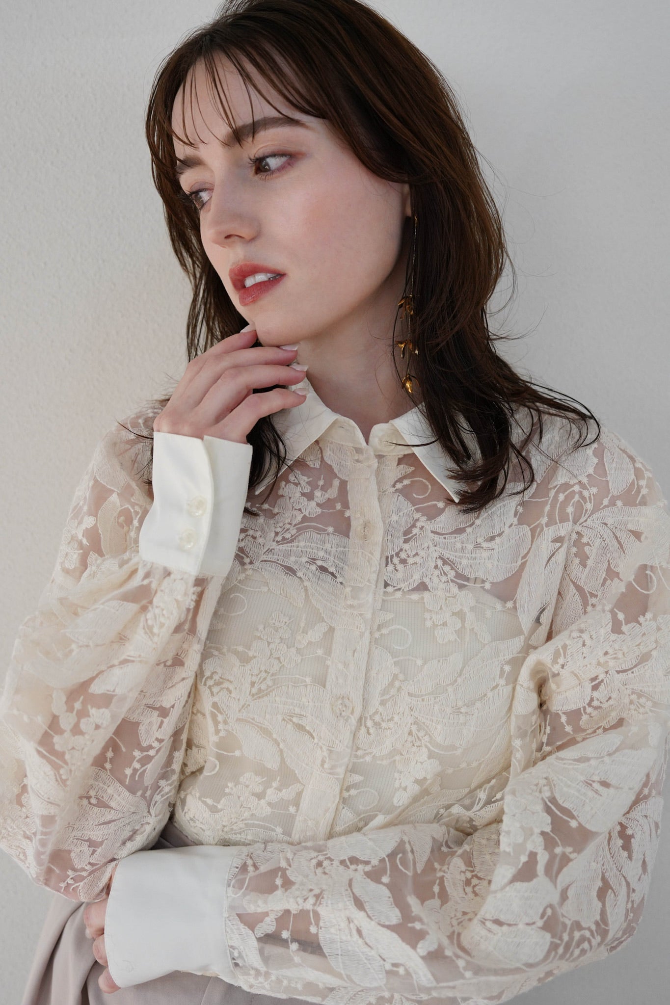 sheer embroidery shirt