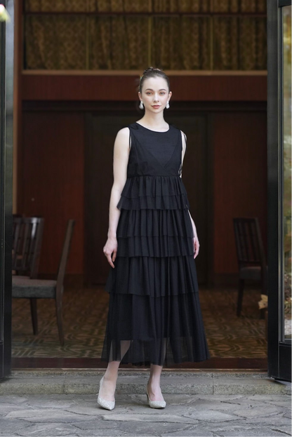 tiered tulle cami one-piece