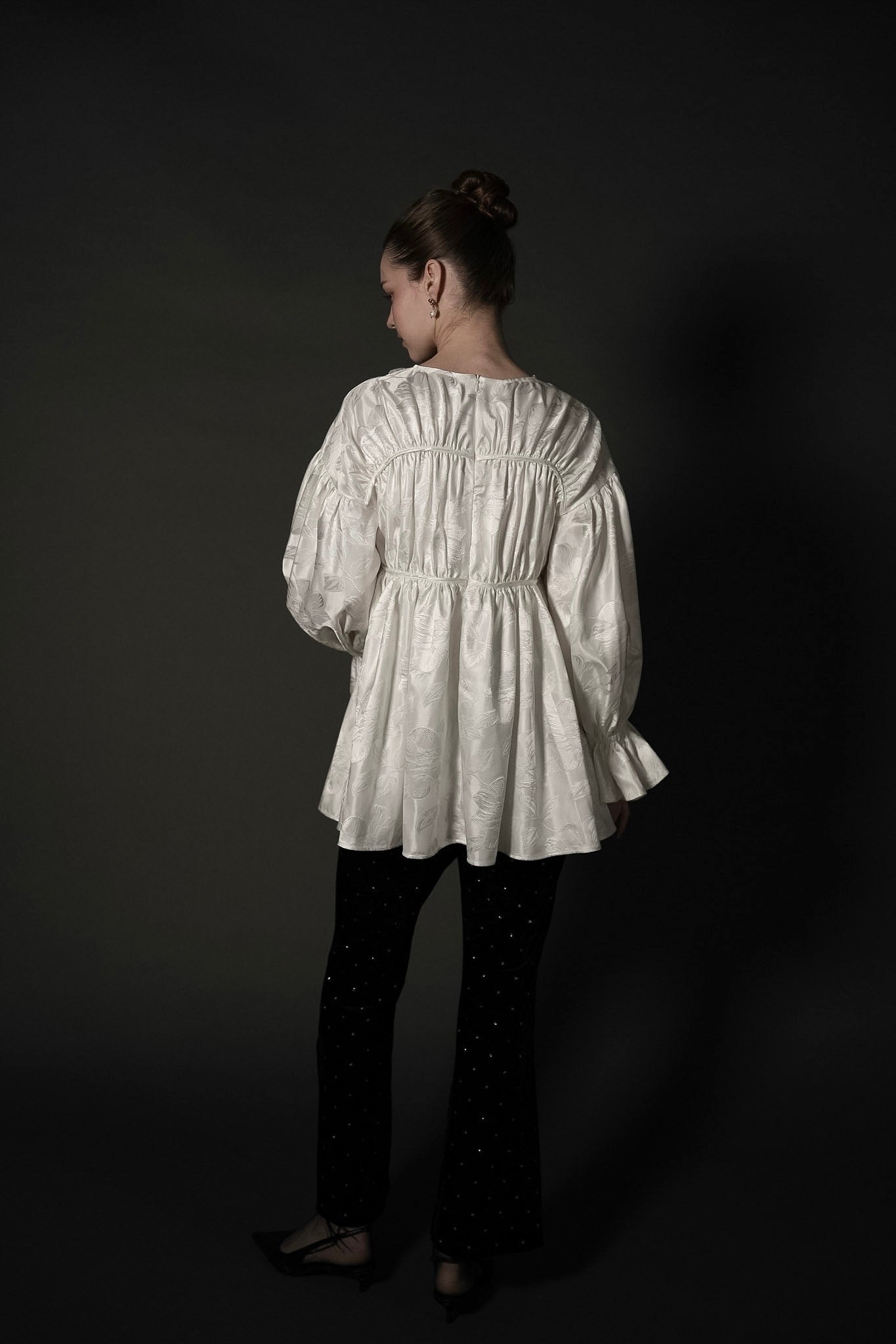 ［Édition］jacquard ribbon blouse