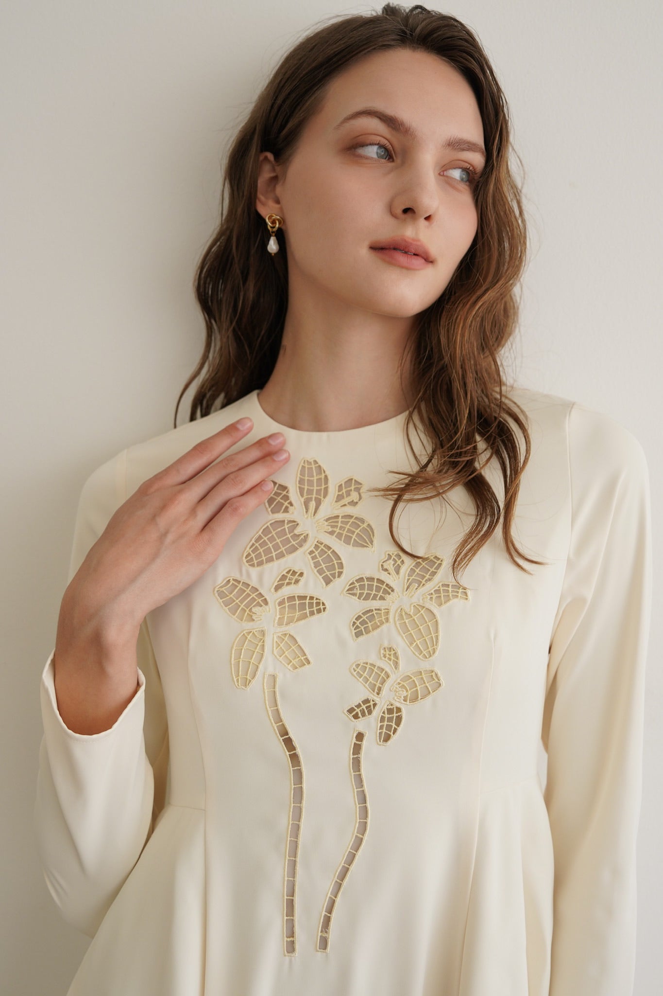 flower cutwork one-piece
