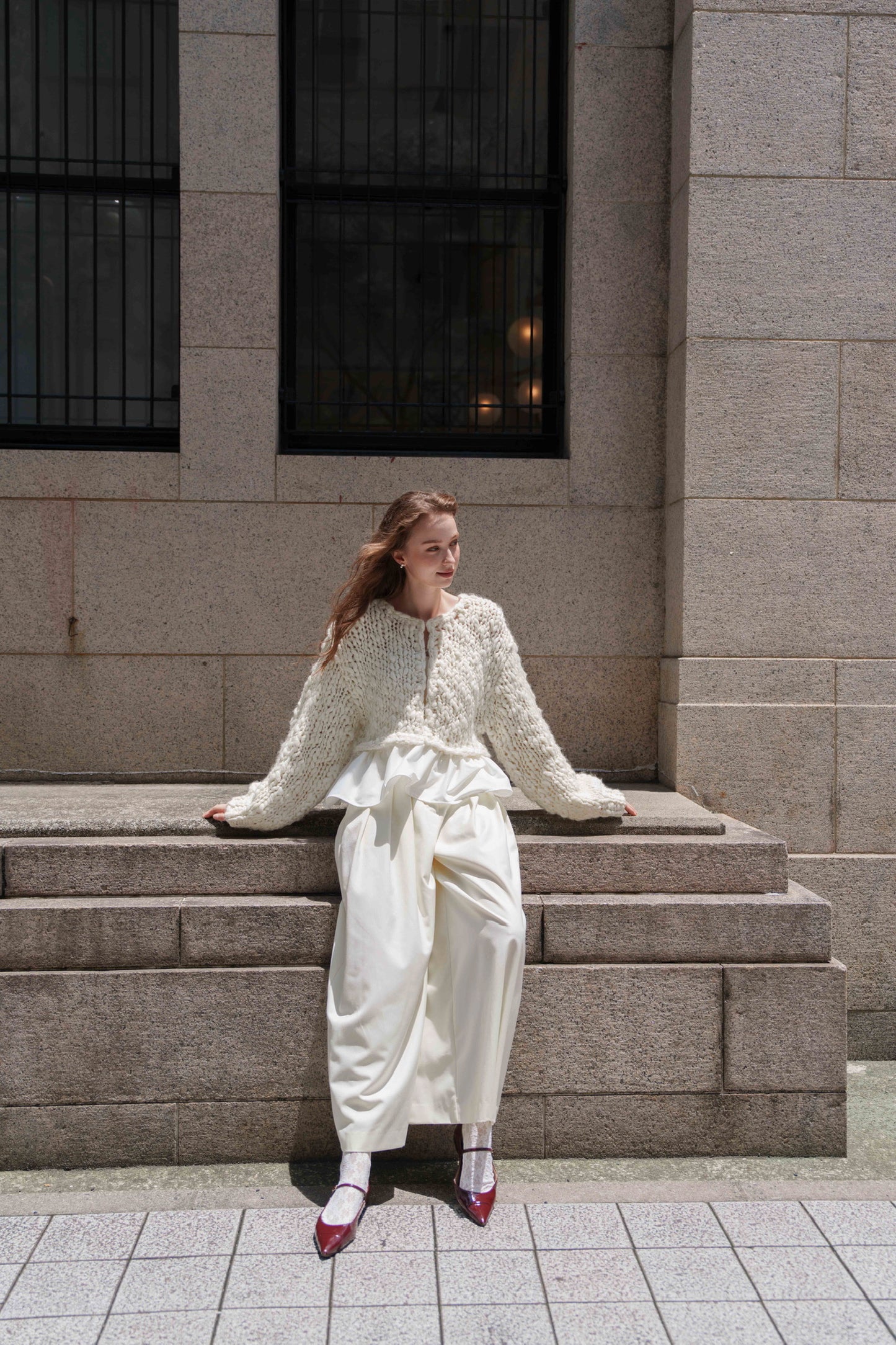 frill hand knit cardigan