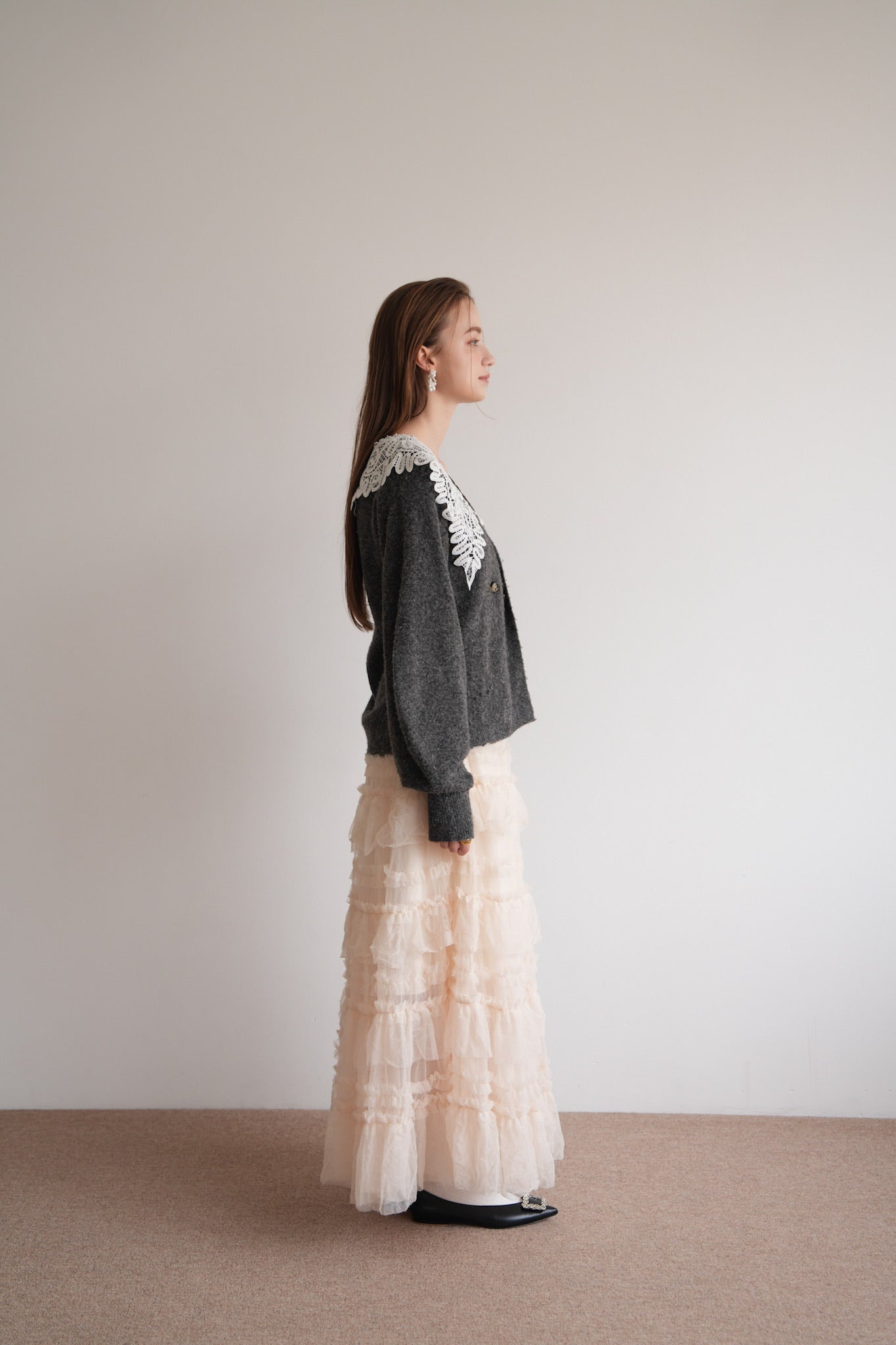 lace collar knit cardigan