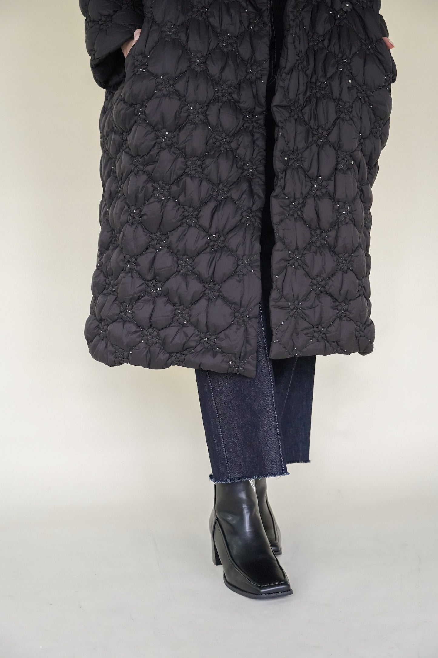 quilting long down coat