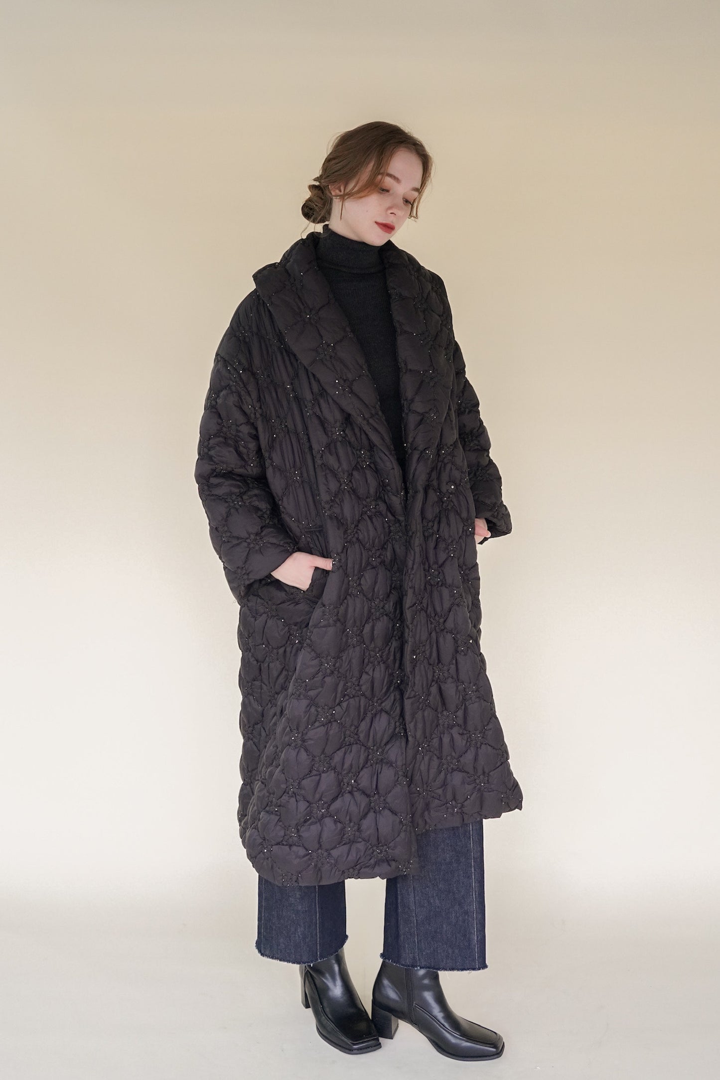 quilting long down coat