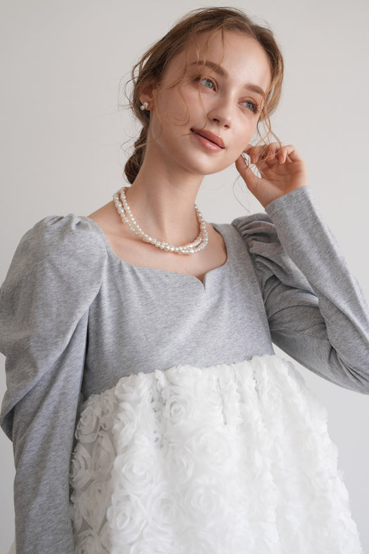3d rose puff tops