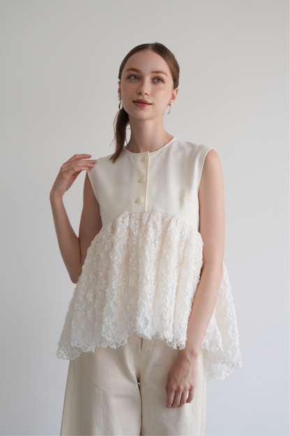 lace flare georgette tops