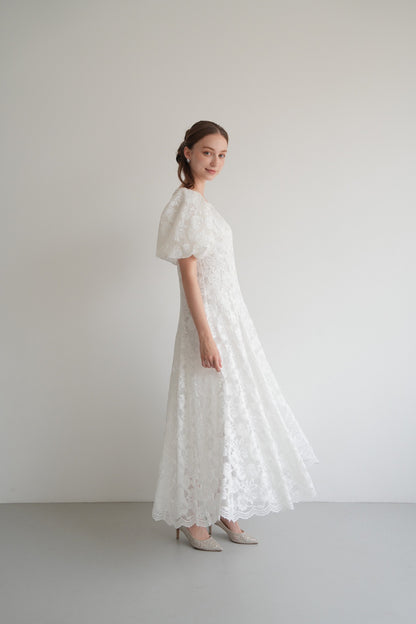 puff sleeve lace dress