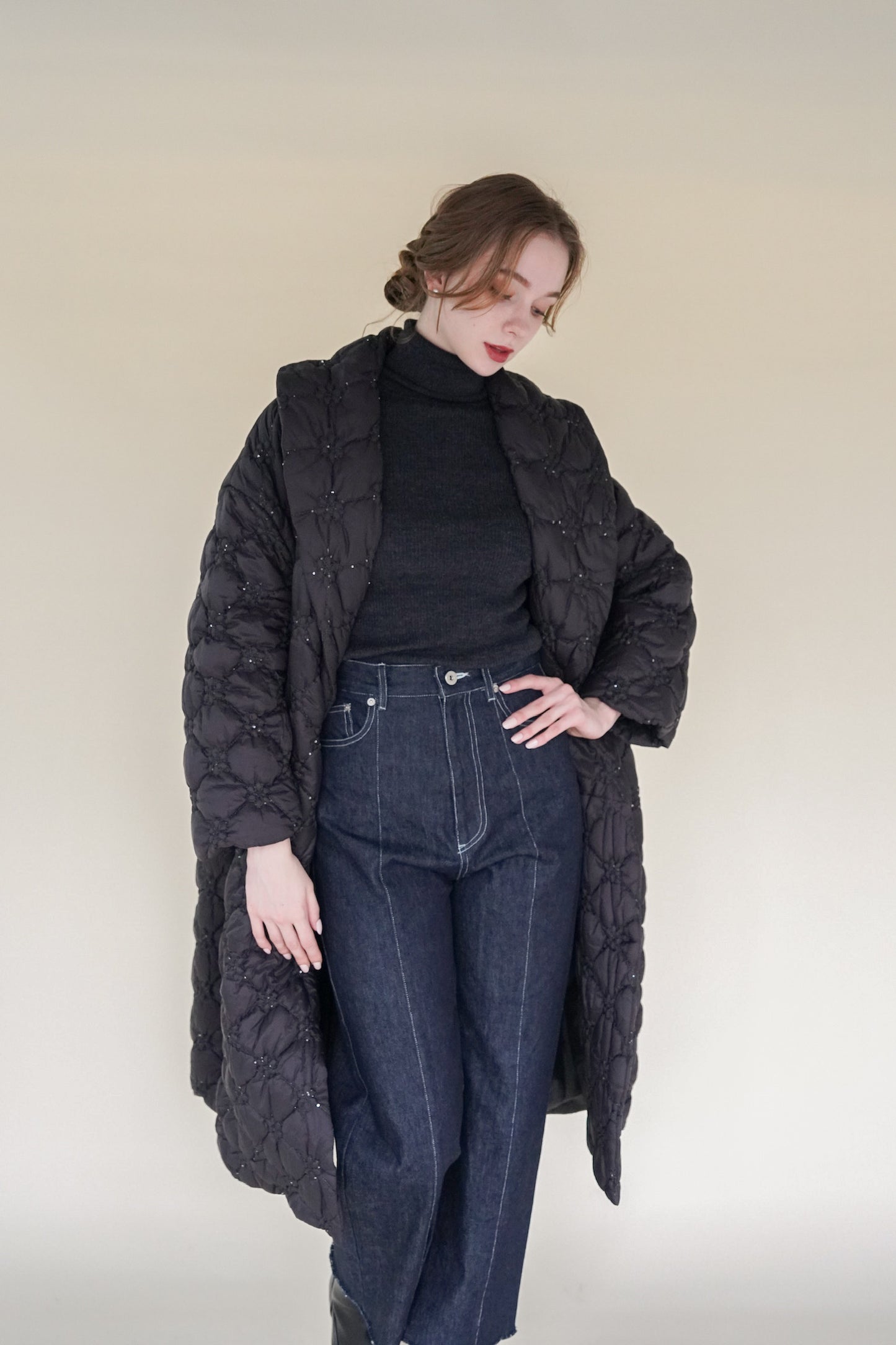 quilting long down coat