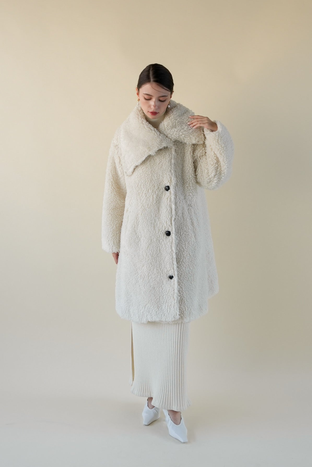 layered collar boa coat