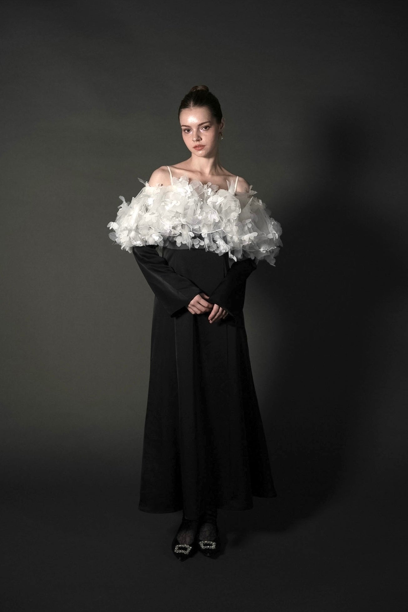 ［Édition］flower motif tulle dress