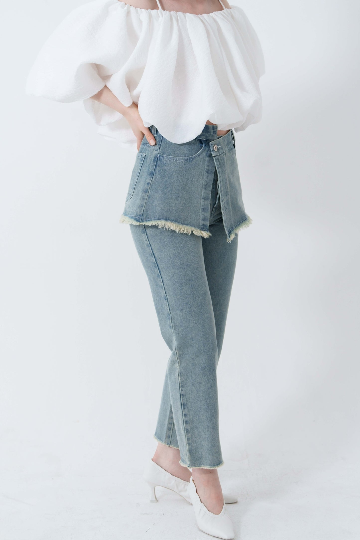 over skirt denim pants