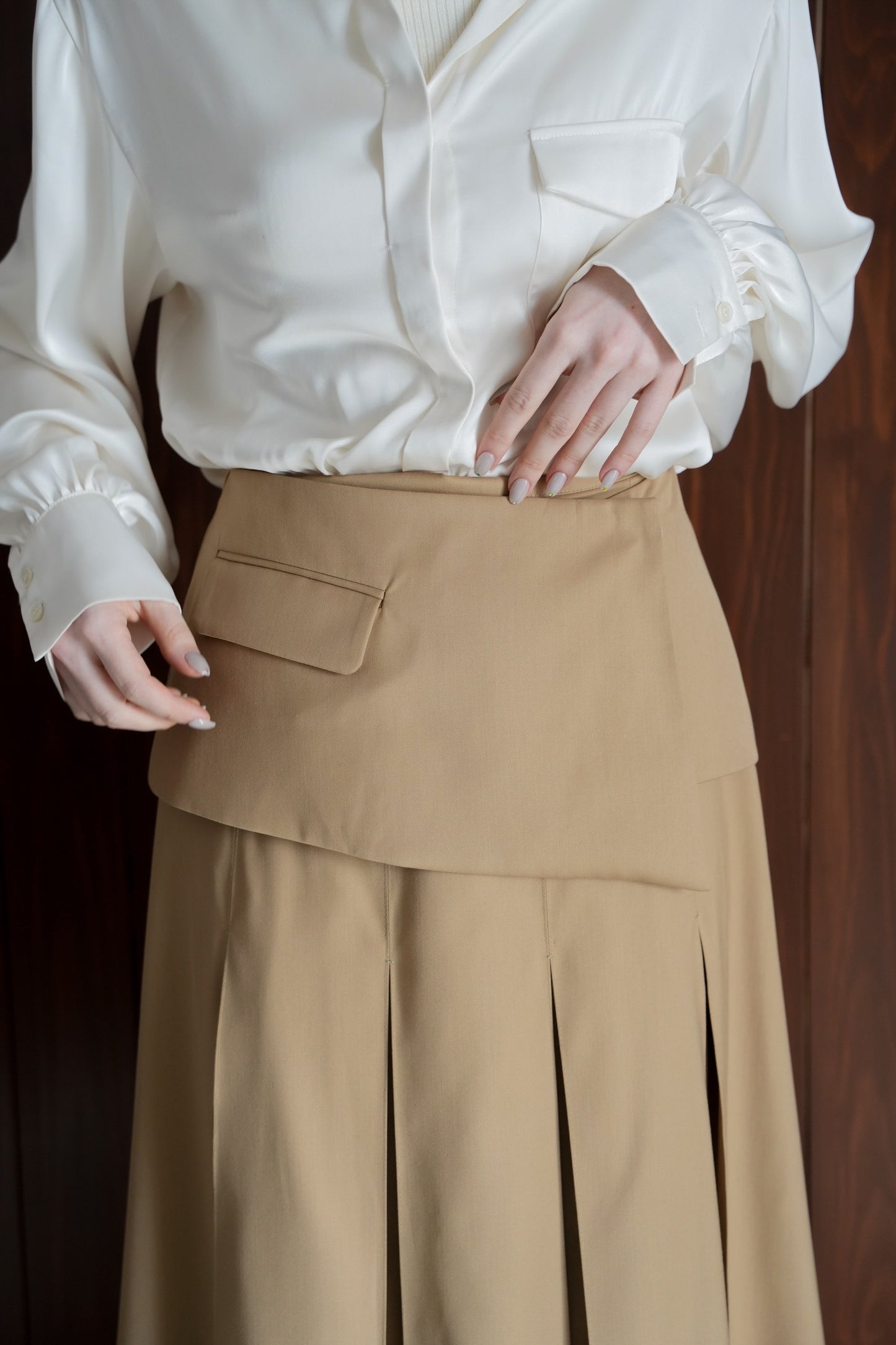 pleats wide skirt