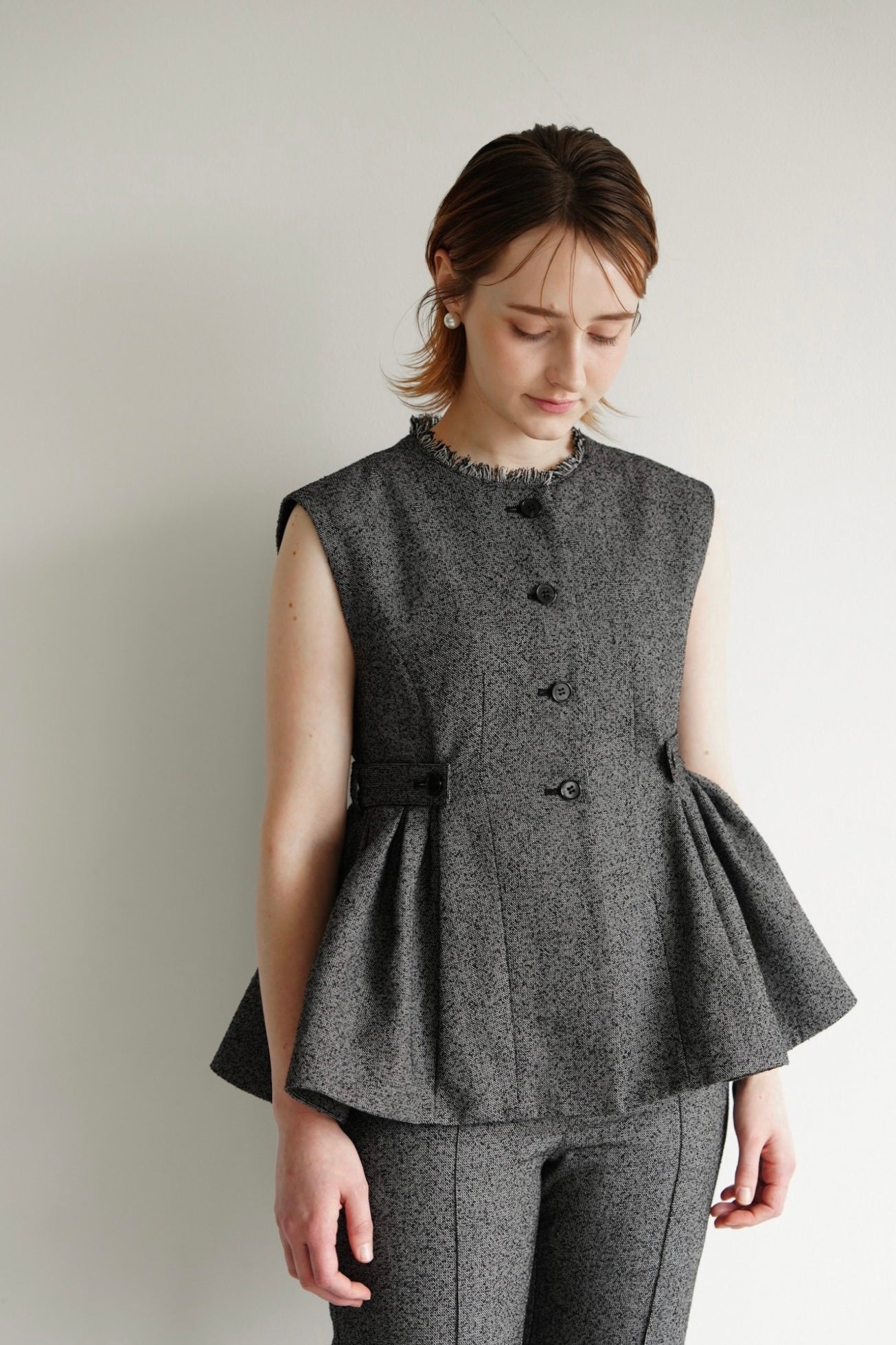 peplum tweed vest