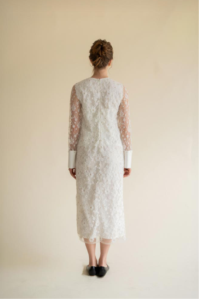 lace motif long dress