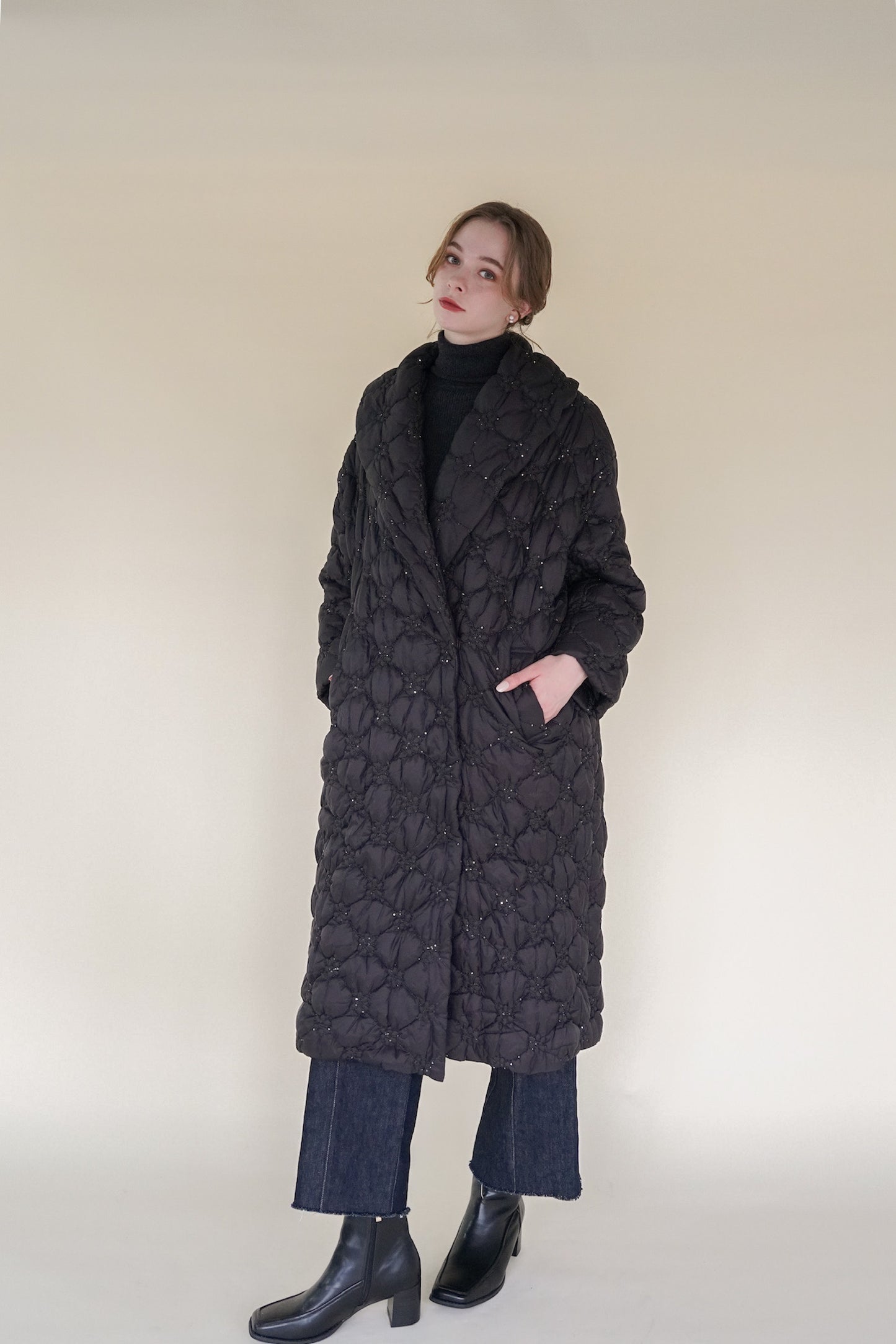 quilting long down coat