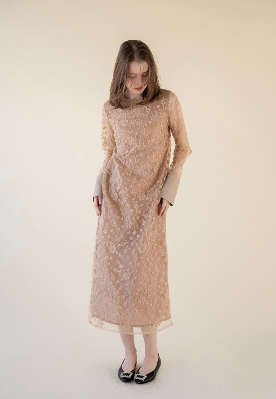 lace motif long dress
