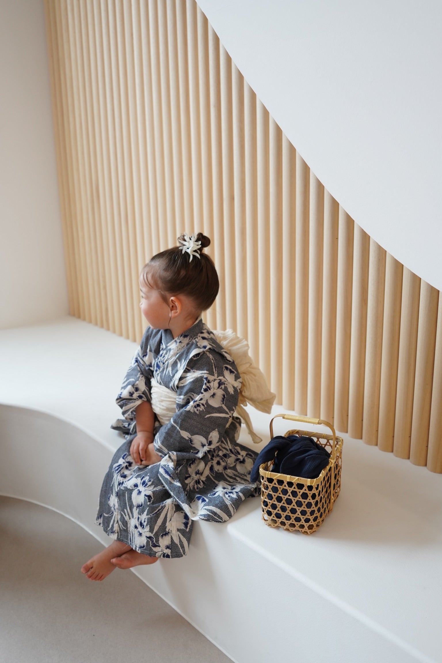 utatane×Acka.］kids 鮫小紋と菖蒲 navy 浴衣3set – Acka online store