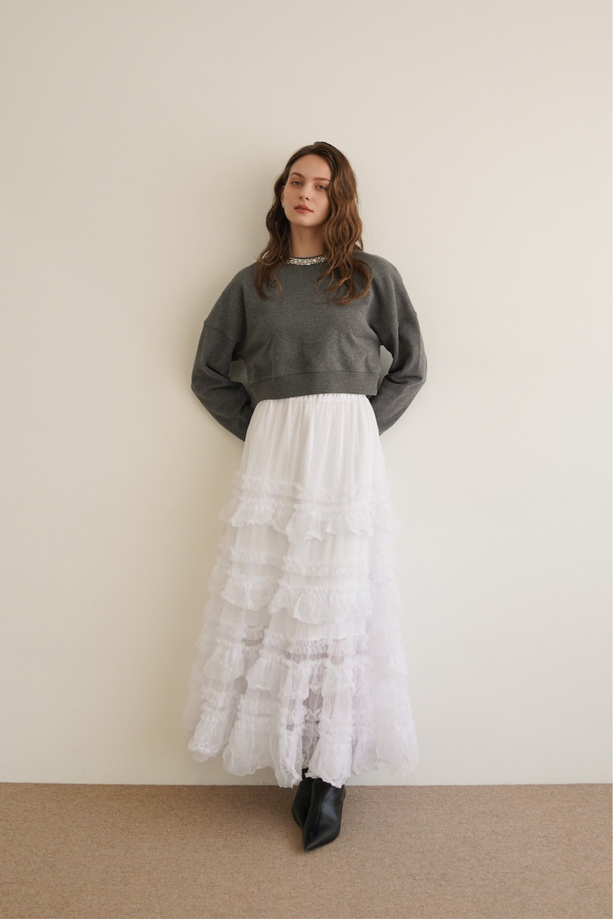 bijou neck cropped sweat