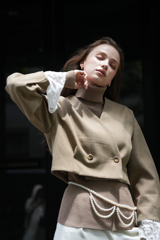 lace cuff cropped jacket