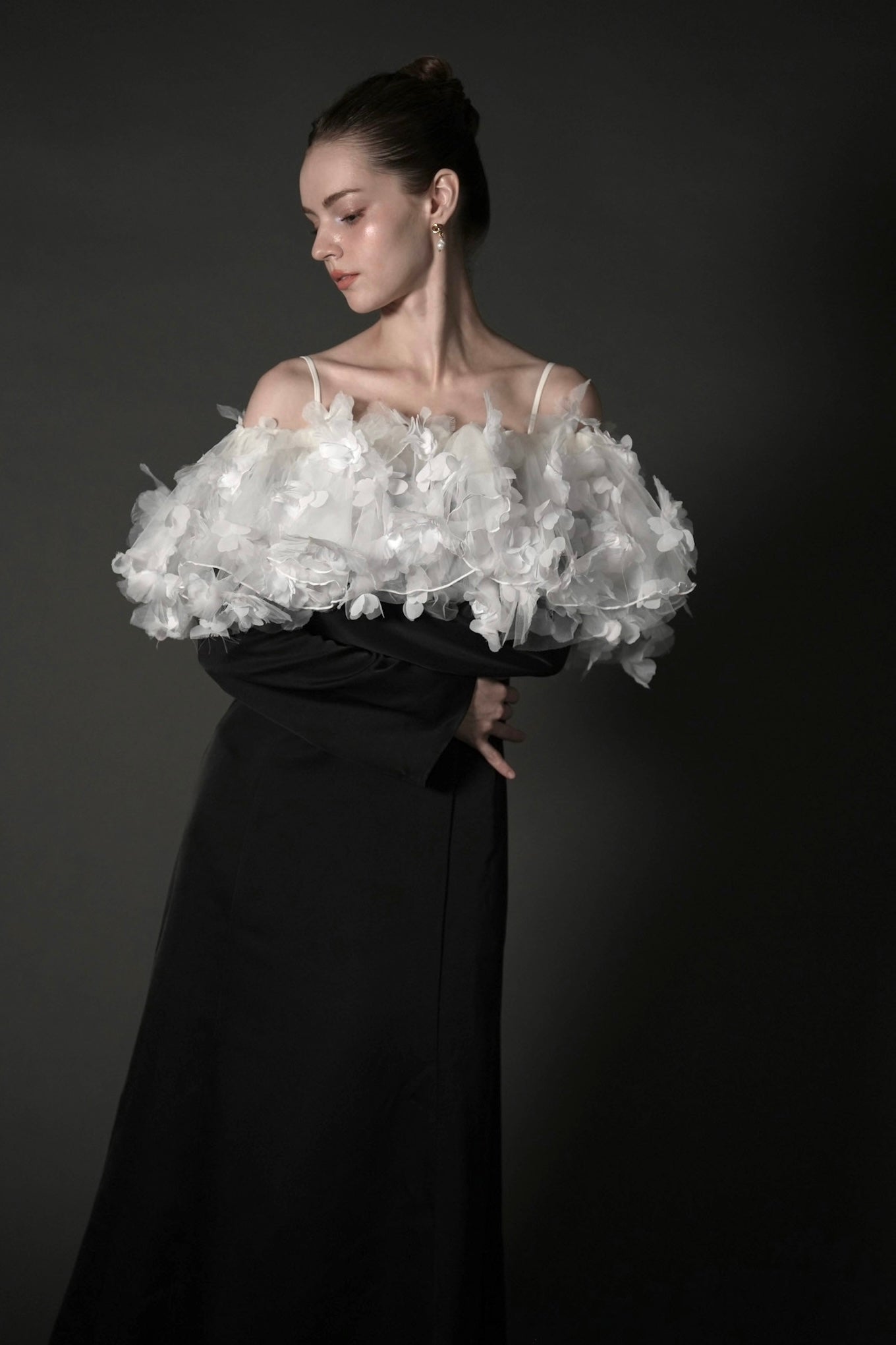 ［Édition］flower motif tulle dress