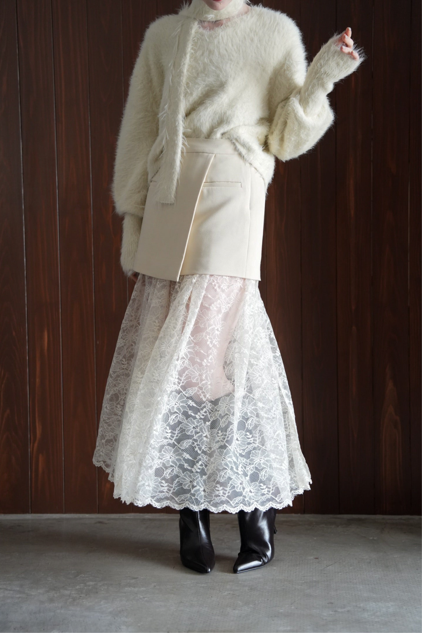 スカート Acka. lace layered skirt lace layered skirt – Acka online store
