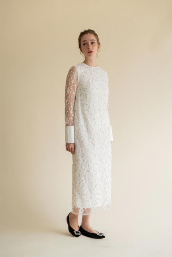lace motif long dress