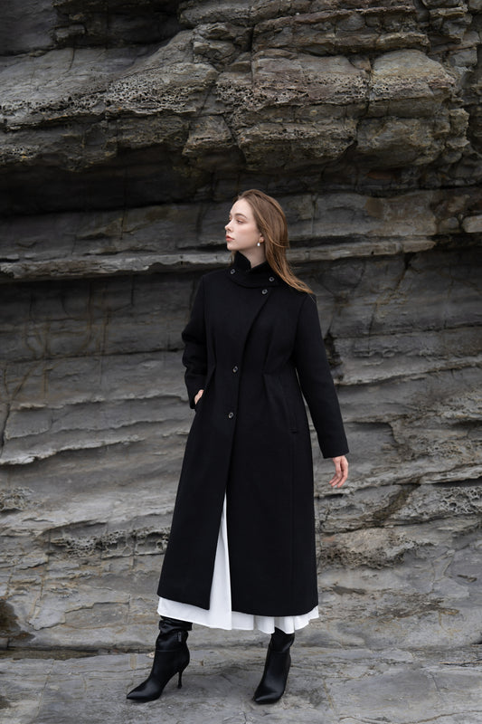 stand collar basic coat