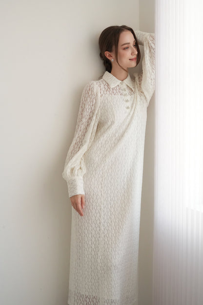 shirt detail lace one-piece