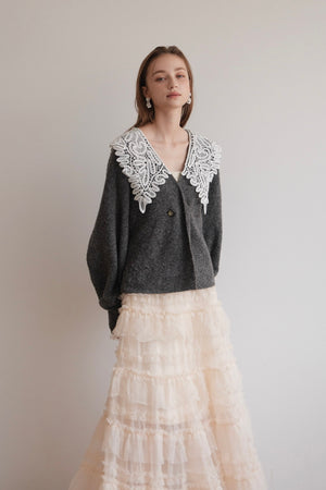 lace collar knit cardigan – Acka online store