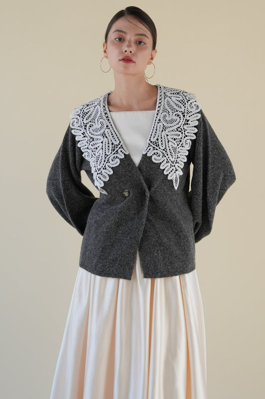 lace collar knit cardigan