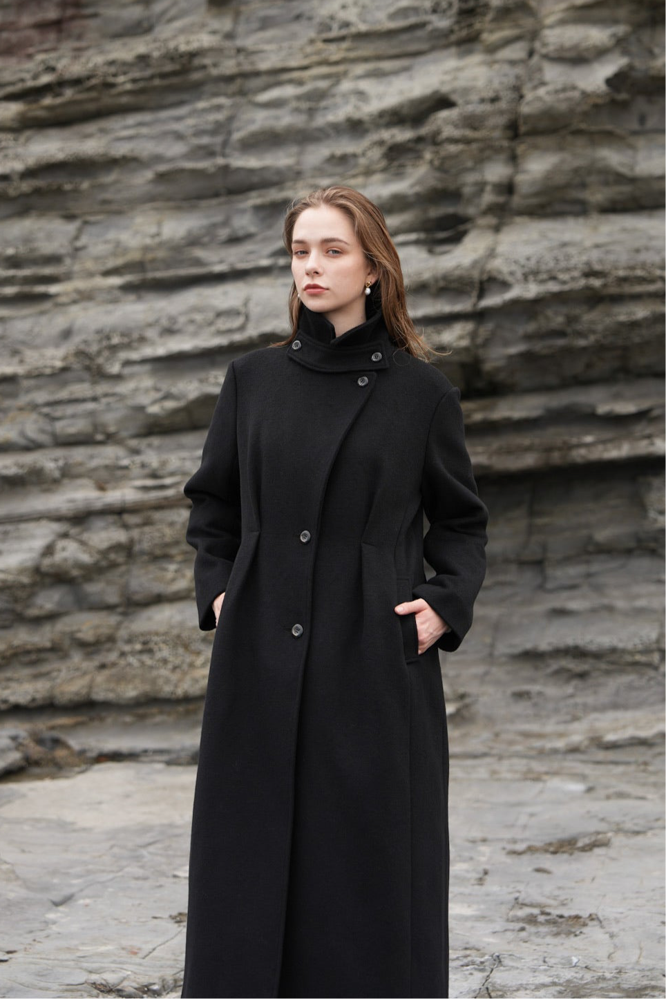 stand collar basic coat