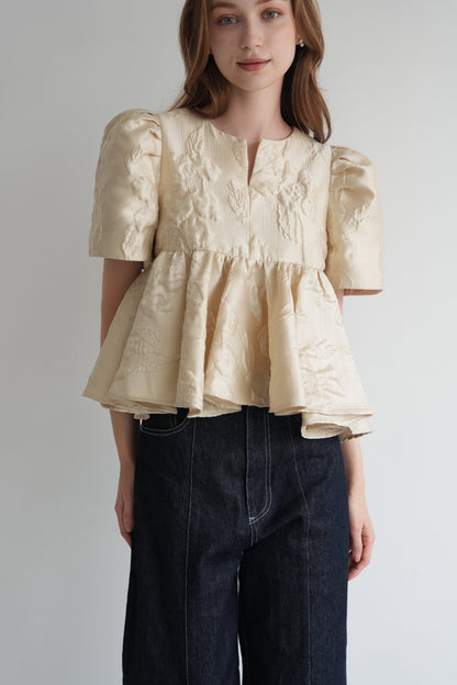 glossy jacquard blouse