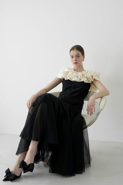 ［Édition］satin ruffle dress