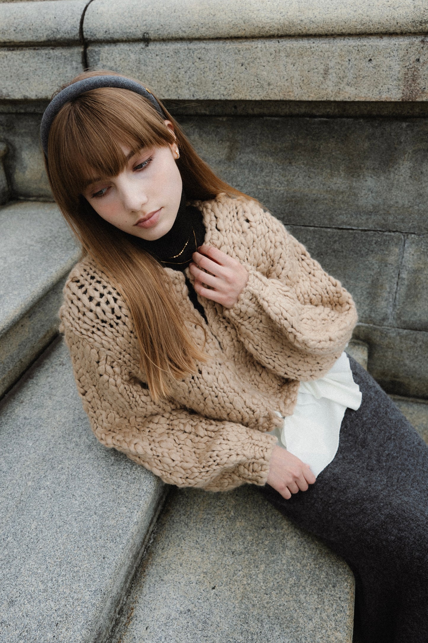 frill hand knit cardigan