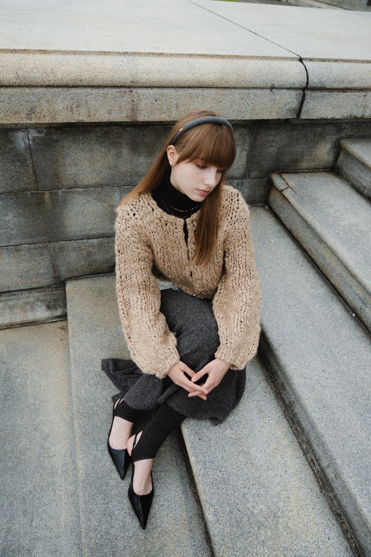 frill hand knit cardigan