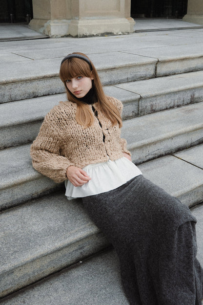 frill hand knit cardigan