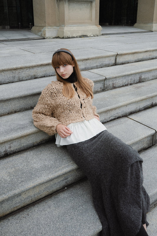 frill hand knit cardigan