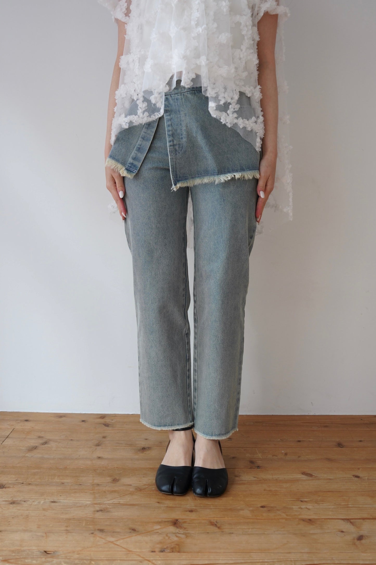 over skirt denim pants