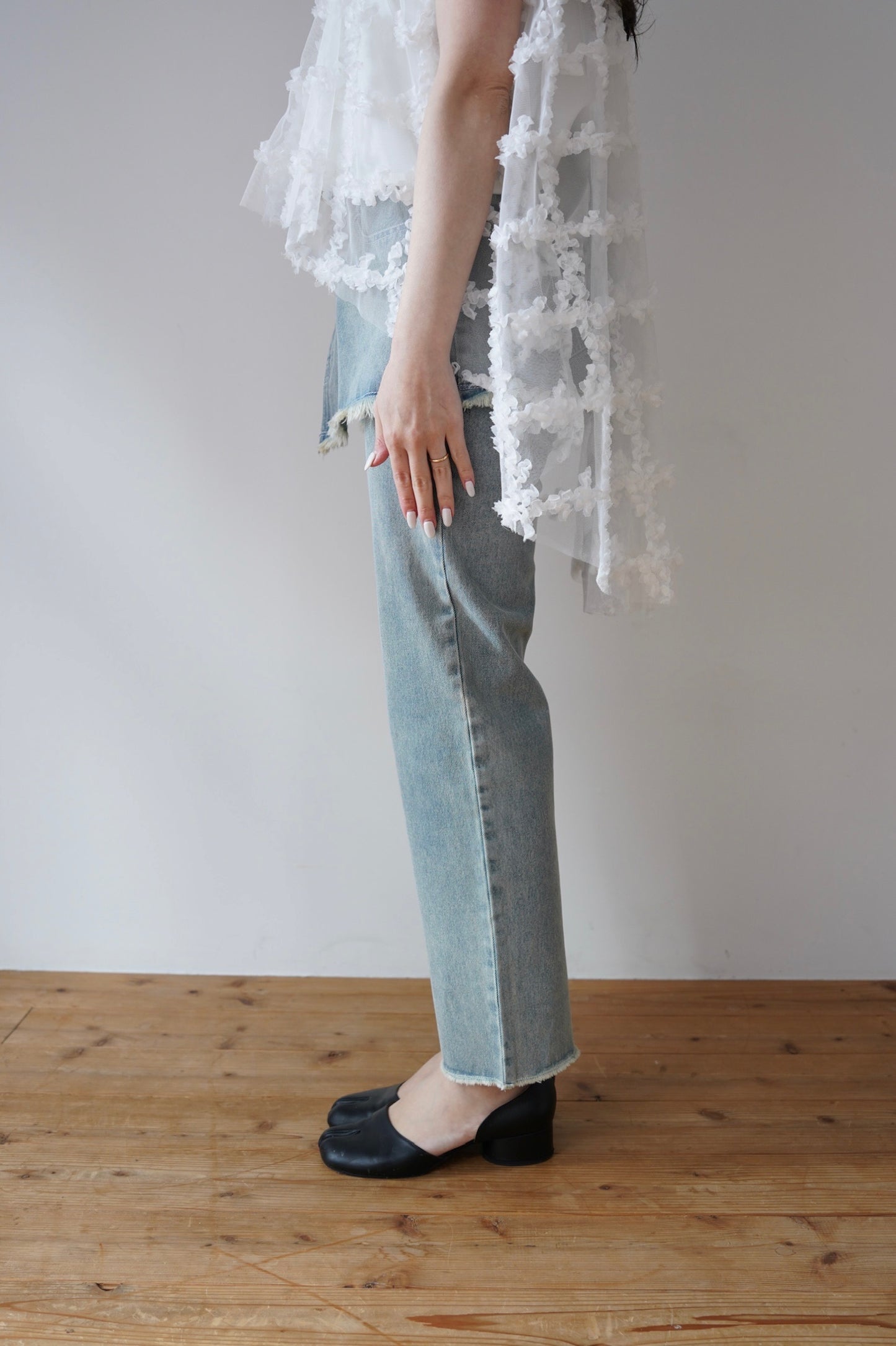 over skirt denim pants