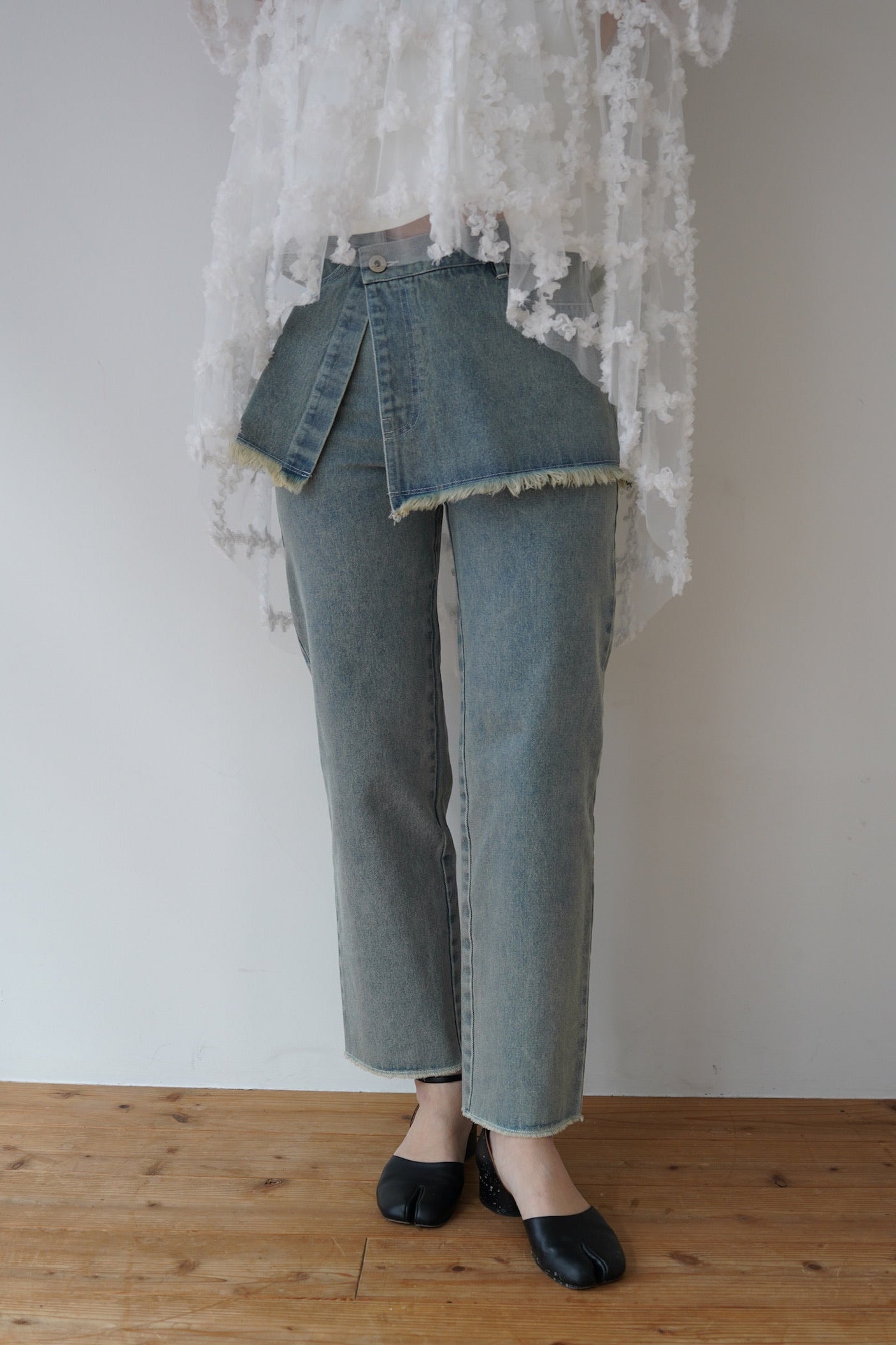 over skirt denim pants