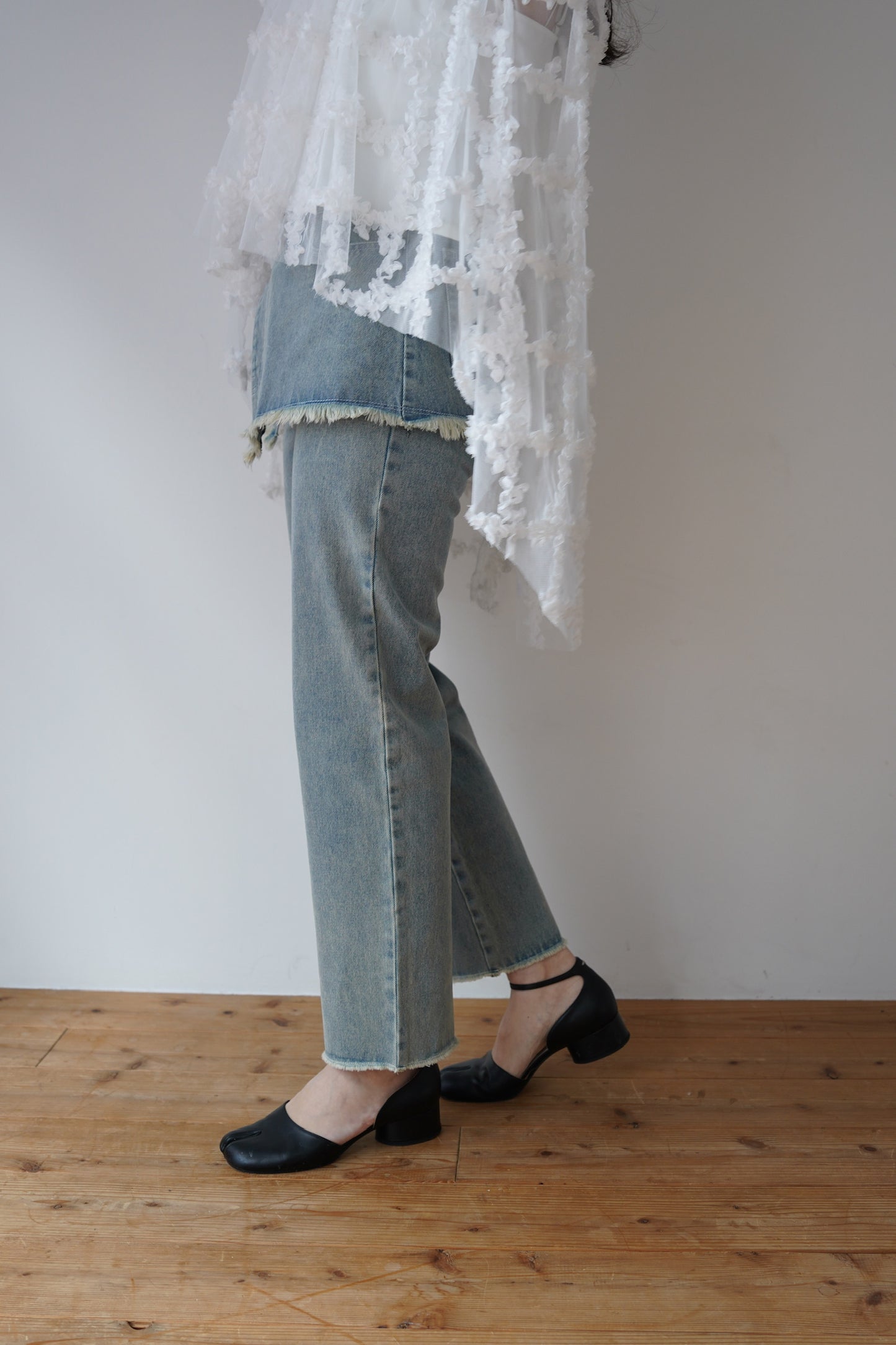 over skirt denim pants