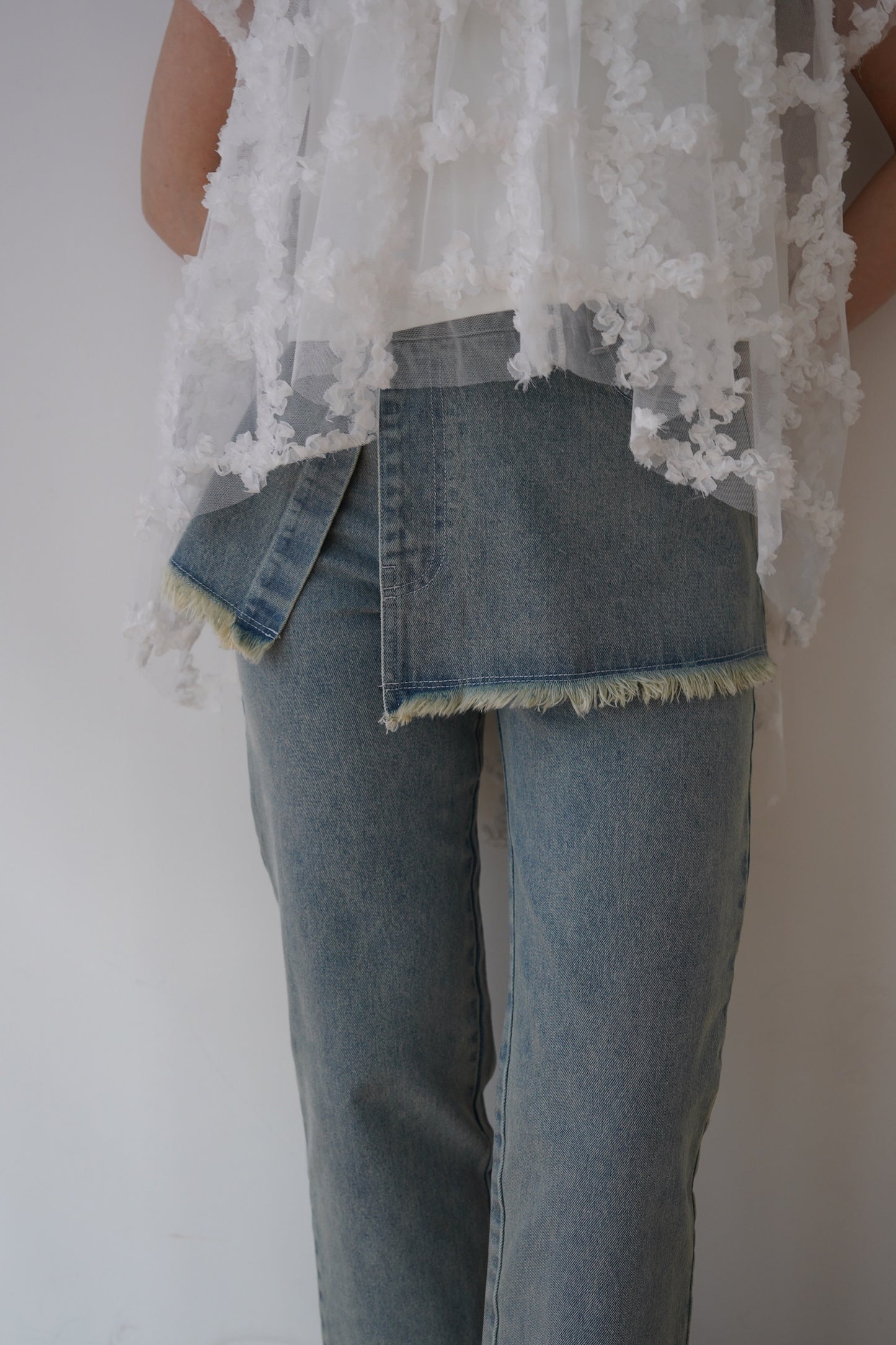 over skirt denim pants