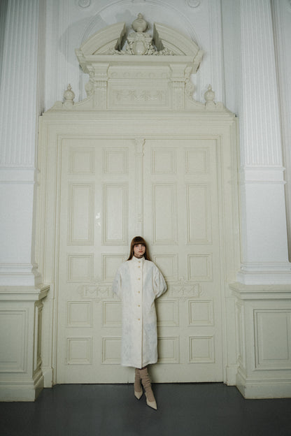 jacquard stand collar coat